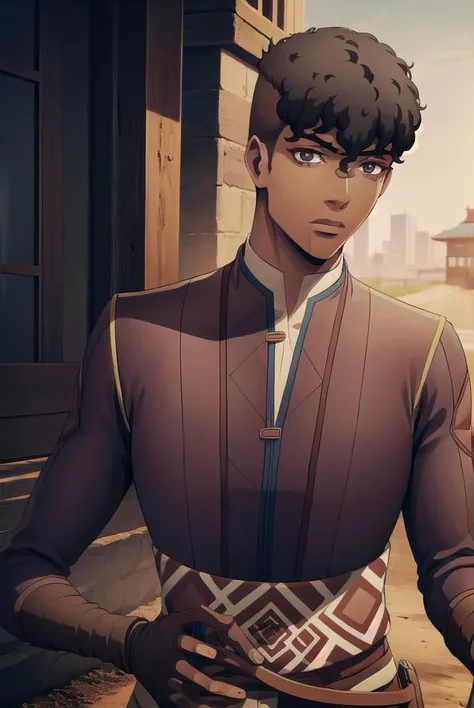zamfir, <lyco:zamfir-lyco-nochekaiser:1>,
zamfir, black hair, dark skin, dark-skinned male, short hair, (brown eyes:1.3), scar, (scar on face:1.5),
BREAK gloves, boots, belt, fingerless gloves, brown gloves,
BREAK looking at viewer,
BREAK indoors,
BREAK <lyco:GoodHands-beta2:1>, (masterpiece:1.2), best quality, high resolution, unity 8k wallpaper, (illustration:0.8), (beautiful detailed eyes:1.6), extremely detailed face, perfect lighting, extremely detailed CG, (perfect hands, perfect anatomy),