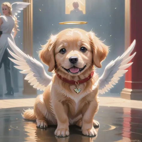 cartoon golden retriever puppy angel
