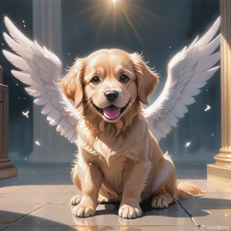 cartoon golden retriever puppy angel