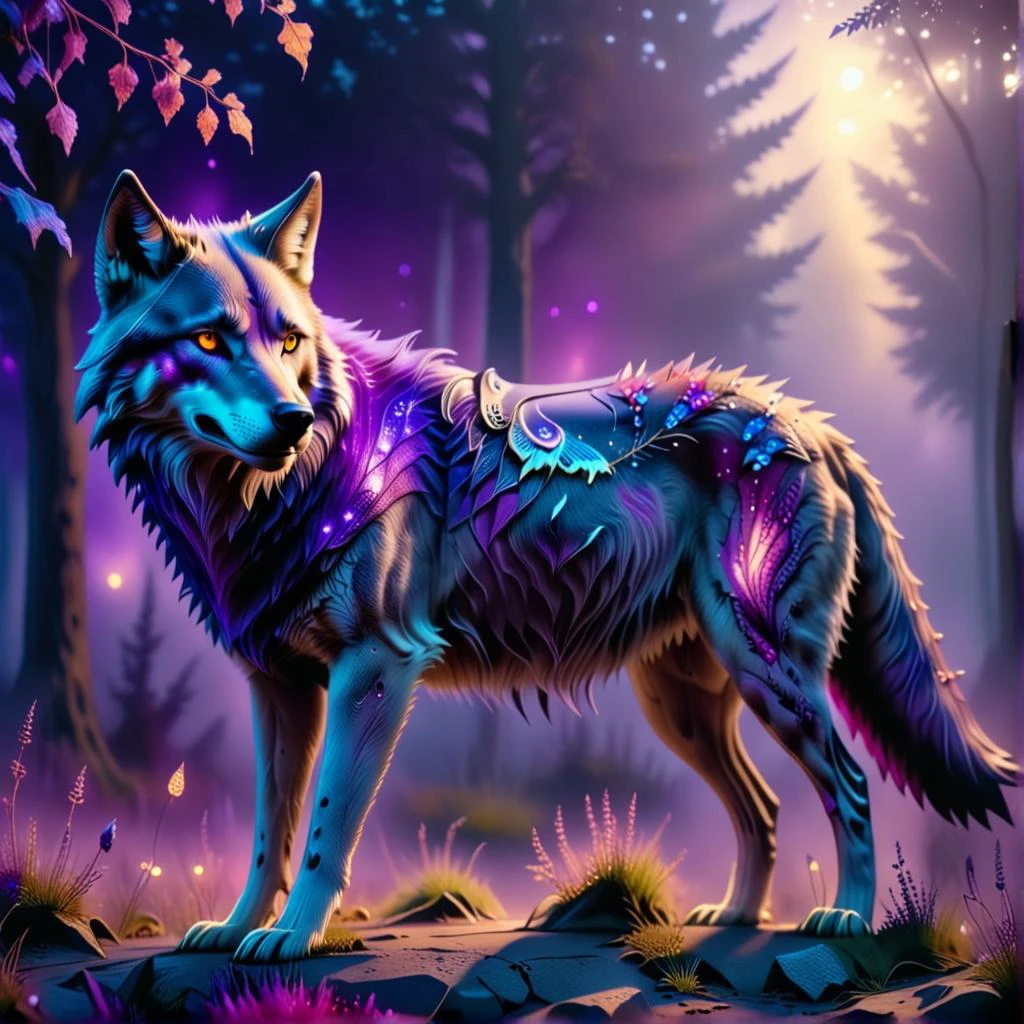 A fantasy wolf in thick fog dimly lit with purple cinematic light,
RAW, real photo portrait, insanely detailed, depth of field, sharp focus, (masterpiece:1.2) (photorealistic:1.2) (bokeh) (best quality) (intricate details) (8k) (HDR) (analog film) (canon d5) (sharp focus)
<lora:last:1> fantasy
<lora:artistic_amplifier_sdxl_b_webui:1>