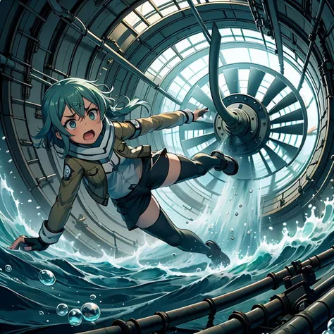 undyne,dirty ponds, mycelium, stains, suspicious mushrooms,Anime,In a cage,full body,happy smile, binding band,handcuffs,hands bound by handcuffs from above,weating profusely, limb restraint,large breasts,bound,Blue skin, shark teeth,canon ,fanon ,green striped sweater ,shorts ,red eyes ,brown hair ,short hair ,barefoot, green thong ,blush ,locket ,scoop neck,Leg rings, ankle shackles, chains,collared ,saliva,squatting,The thighs and calves are tied together by the same belt,spread legs apartwhite jacket,collar,opening on the clothes,chest opening,Show muscles and abdominal muscles ,sexy muscles,muscles, abdominal muscles,toes,floor tiles,Iron chains,Seduction