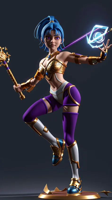 <lora:Ailish:0.8> ailish, purple eyes, ponytail, short hair, blue hair <lora:add_detail:0.3> BREAK, dynamic pose, holding mage staff, masterpiece, best quality, extremely detailed, highly quality, 4k, sharp focus, professional, sharp focus, award winning, cinematic lighting, octane render, unreal engine, volumetrics dtx, Wallpaper,