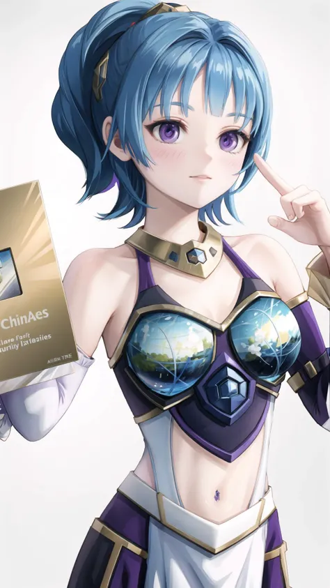 <lora:Ailish:0.8> ailish, purple eyes, ponytail, short hair, blue hair <lora:add_detail:0.3> BREAK, dynamic pose, <lora:YoutubeCreatorAward:0.8> IncrsYTCreatorAward, holding, masterpiece, best quality, extremely detailed, highly quality, 4k, sharp focus, professional, sharp focus, award winning, cinematic lighting, octane render, unreal engine, volumetrics dtx, Wallpaper,
