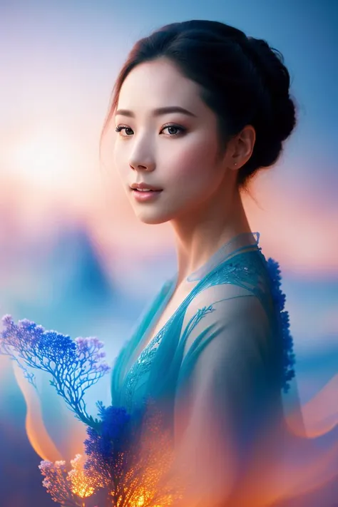 a stunning portrait of a radiant  vkuoo1 bo canon 5D, cinematic lighting, bokeh, shallow depth of field, light rays, blue hour, edge-lit     <lora:epiCRealismHelper:0.6>     <lora:bo_20230920135652:0.7>