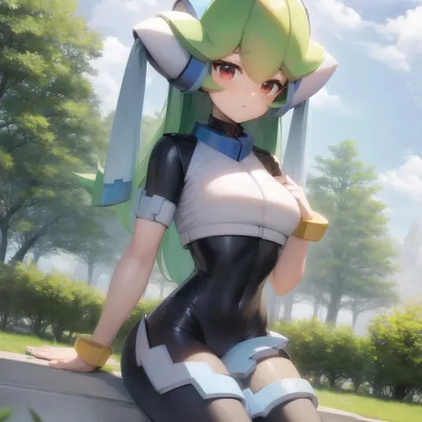 masterpiece, best quality, 1girl, Pandora, Mega Man Pandora, in a park, <lora:GoodHands-beta2:1> <lora:Pandora-10:1>