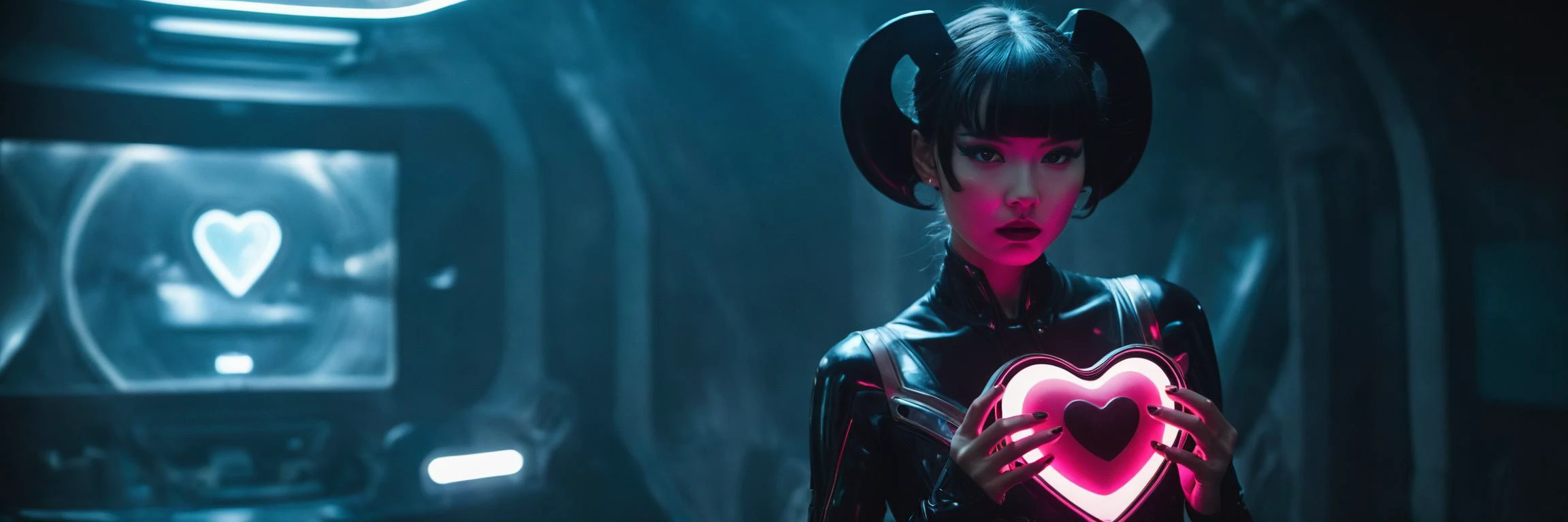 cinematic photo, noir cyberpunk, alien holding a heart sign, cute, uplifting
haute-couture, photogenic, intense emotion, emotional
smile, teeth, perfect teeth