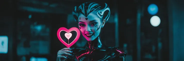 cinematic photo, noir cyberpunk, alien holding a heart sign, cute, uplifting
haute-couture, photogenic, intense emotion, emotional
smile, teeth, perfect teeth