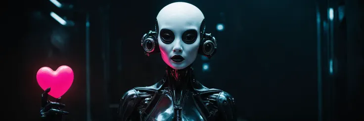 cinematic photo, noir cyberpunk, alien holding a heart sign, cute, uplifting
haute-couture, photogenic, intense emotion, emotional
smile, teeth, perfect teeth
