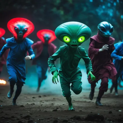 wide shot of an funny round alien running,
dark aquamarine magic alien skin,
weak gooey alien skin,
green alien iris,
red alien sclera,
multiple pupils,
minimalist alien blue tunic
screaming facial expression, lips parted
expressive alien creature, alien person, alien monster, horror, science fiction, cyberpunk, futuristic, fantasy,
((dark scene)), alien landscape, soft focus, cinematic lighting, imax, dslr, photography, bokeh