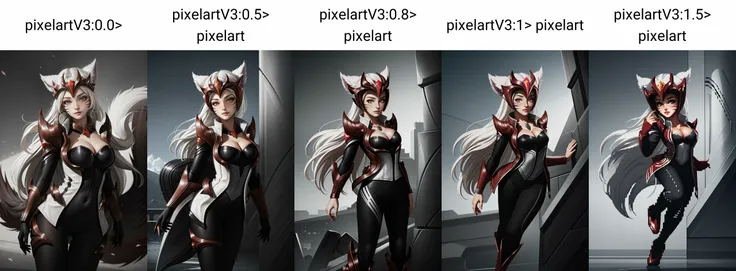 (masterpiece, best quality), intricate details,
1girl, <lora:challenger_ahri_lol:0.8> challenger ahri, 1girl, bodysuit, helmet, jacket, animal ears, whisker markings, cleavage, long hair, white hair,
<lora:pixelartV3:0.0>
