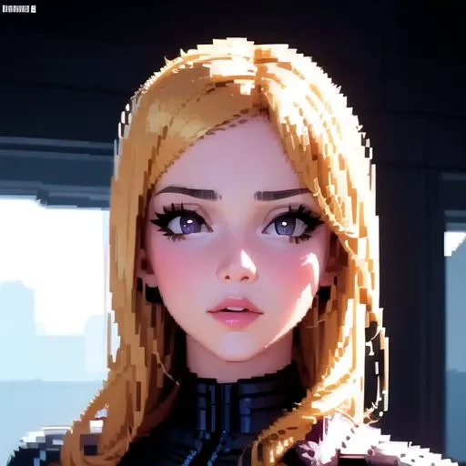 A pixel art of a cyberpunk cyborg girl with big and cute eyes, fine-face, realistic shaded perfect face, fine details. Very anime style. Realistic shaded lighting poster by Ilya Kuvshinov katsuhiro, magali villeneuve, artgerm, Jeremy Lipkin and Michael Garmash, Rob Rey and Kentarõ Miura style, trending on art station <lora:pixelartV3:0.6000000000000001>