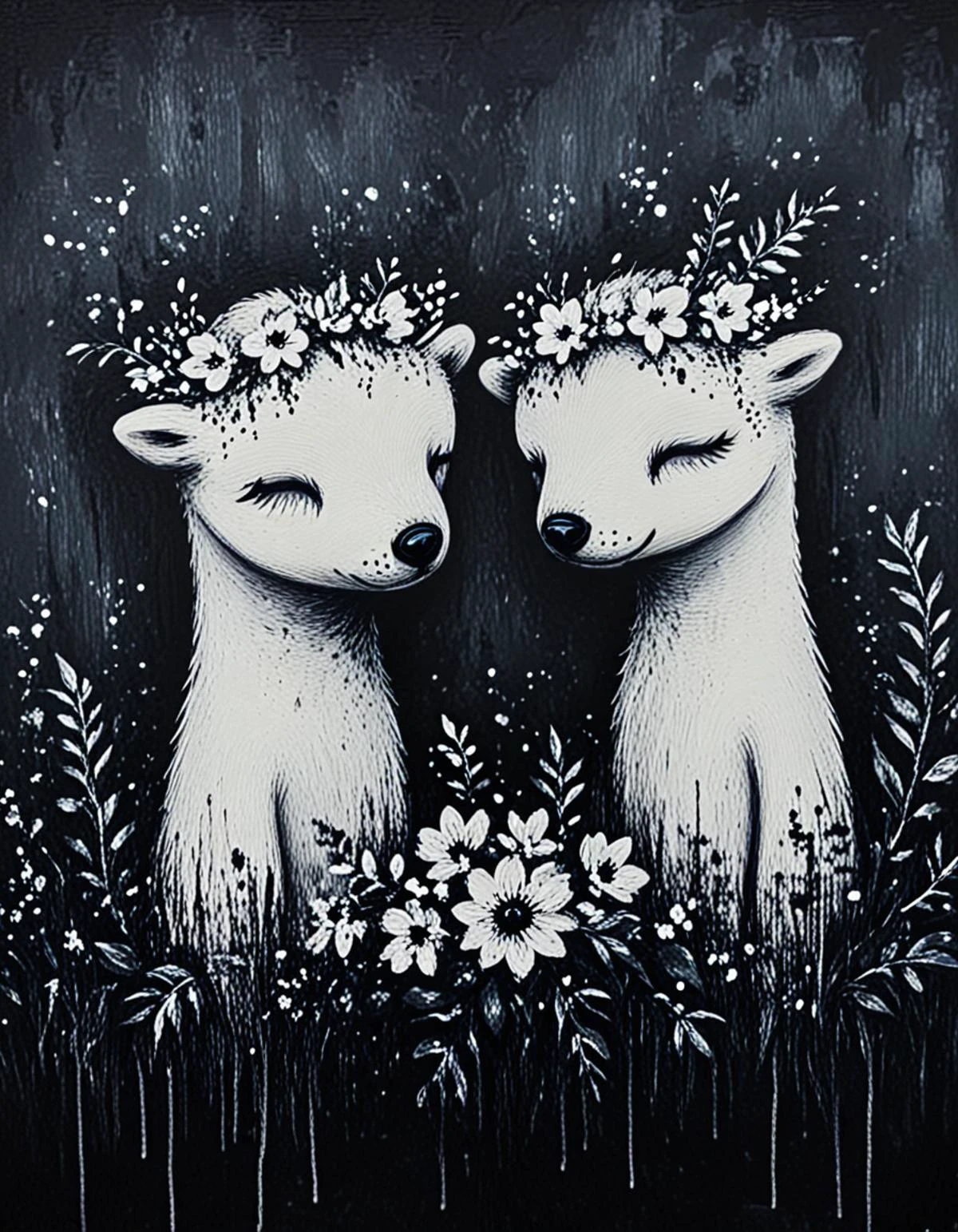 novuschroma69 dual dichotomy polar bears <lora:novuschroma64 style:1.4> novuschroma64 style <lora:novuschroma69 dual:1.35> <lora:sdxl_lightning_8step_lora:1>