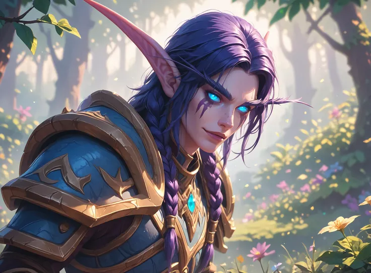 (score_9, score_8_up, score_8, score_9), detailed, BREAK
1 boy, world of warcraft Night Elf male, purple hair, blue eyes, glowing eyes, smug, BREAK
magical forest in background, hkelf,
<lora:Pony_World_of_Warcraft_Elf:0.5>