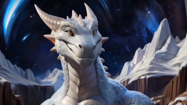 white scales,
white body,
markings,
detailed eyes,
dragon,
scaly,
looking at viewer,
real proportions,
full body,
solo,
background: super mario galaxy,
inspired by thesecredcave,
inspired by chunie,
inspired by drakaar,
high res, 8k resolution, high detail, photograph