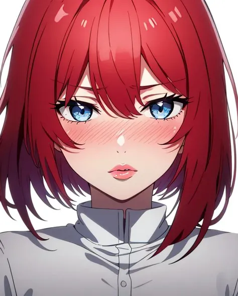 (((close up, lips))) ,1girl,solo, (red haired,blue eyes, black iris),blush,
white background,
looking at viewer, <lora:emotion_happy_slider_v1:-4.5>,<lora:beaty_eyes_SN:0.5>