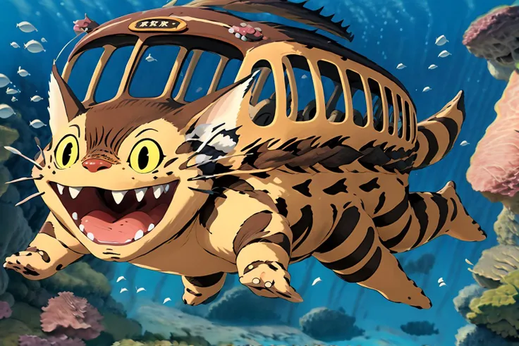 masterpiece, ultra detailed background, zrpgstyle,
<lora:totoro001:0.7>,solo,
Catbus, diving, under water, fish,
<lora:detail_slider_v4:2>,
<lora:more_details:0.4>,
<lora:emotion_happy_slider_v1:2>,
<lora:noline:0.8>,