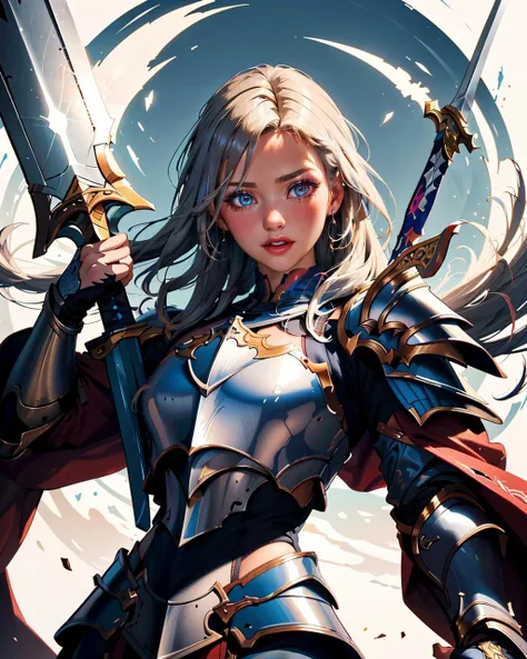 an illustration of a female paladin adorned in holy armor, wielding a sacred sword, furrowed brow, 
masterpiece, best quality, intricate detail, high background detail, high contrast,   <lora:emotion_angry_slider_v1:0.5>