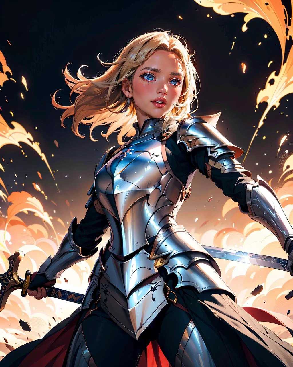 an illustration of a female paladin adorned in holy armor, wielding a sacred sword, furrowed brow,
masterpiece, best quality, intricate detail, high background detail, high contrast, <lora:emotion_angry_slider_v1:0.5>