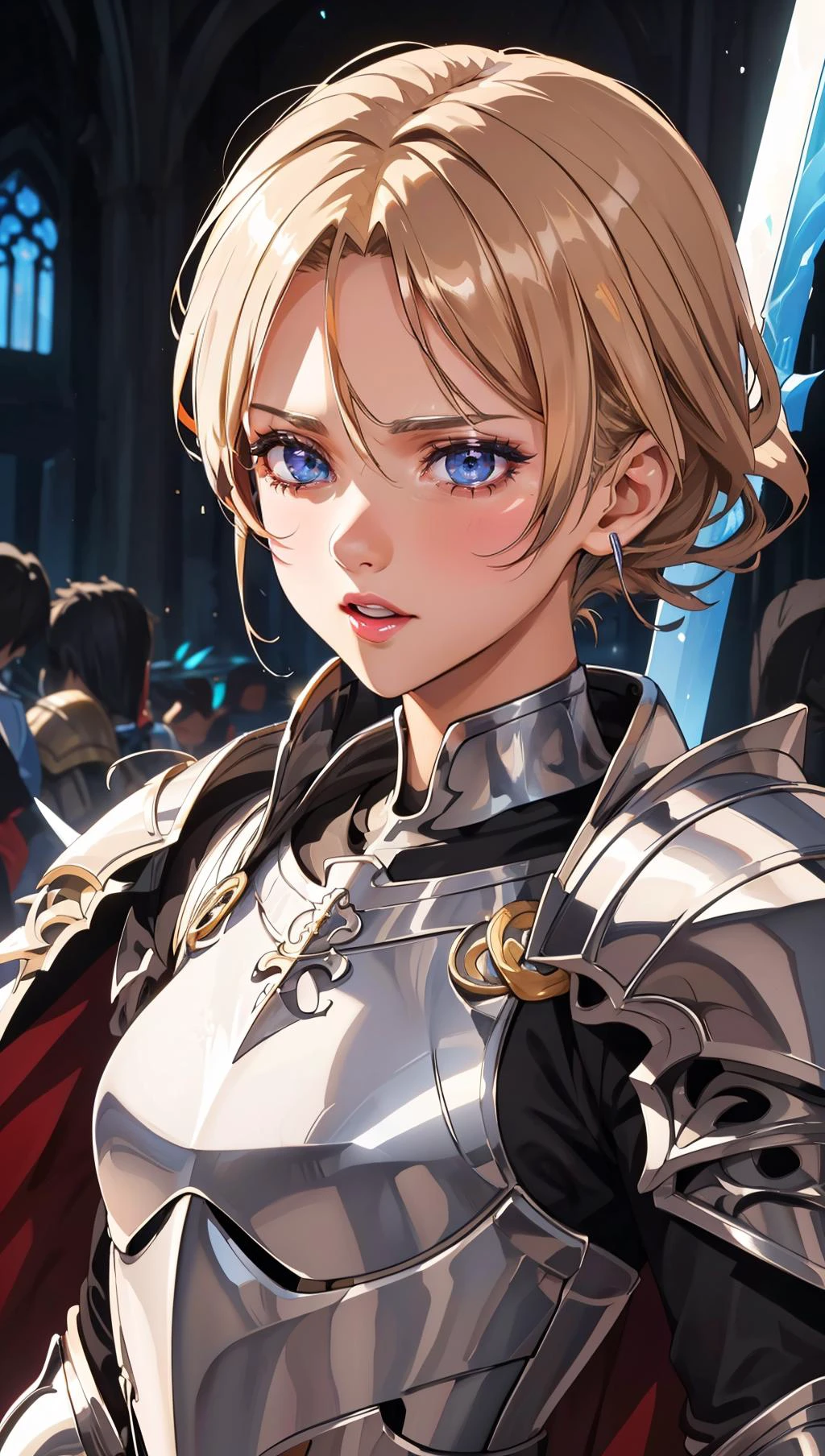 an illustration of a female paladin adorned in holy armor, wielding a sacred sword, furrowed brow,
masterpiece, best quality, intricate detail, high background detail, high contrast, <lora:emotion_angry_slider_v1:1> anime screencap,
