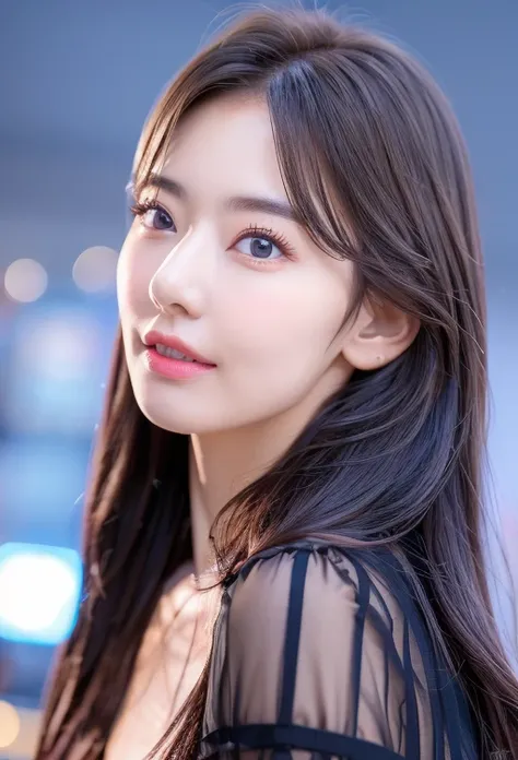 (8k, best quality, masterpiece:1.2), (realistic, photo-realistic:1.37), ultra-detailed, 1 girl,cute, solo,midnight,beautiful detailed sky,detailed cafe,sitting,dating,(nose blush),(smile:1.15),(closed mouth) small breasts,beautiful detailed eyes,floating hair NovaFrogStyle,backless dress