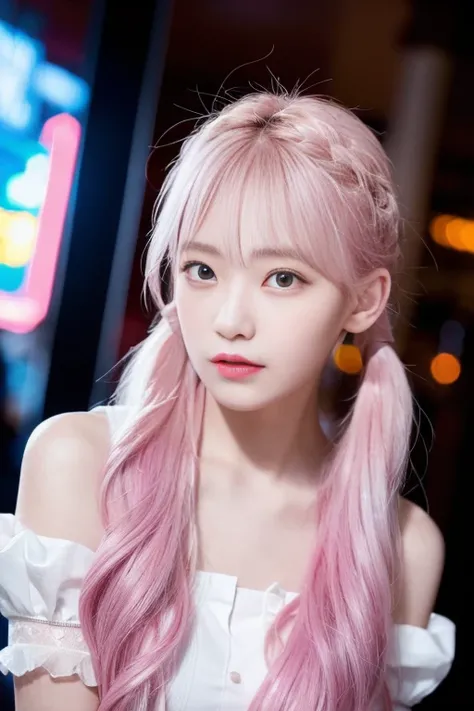 gradient hair,(([white_red_0.4]hair)),(( twintails)),1girl,pleated skirt,((amusement park)),((blouse)),(( bare shoulders)),, best quality ,masterpiece, illustration, an extremely delicate and beautiful, extremely detailed ,CG ,unity ,8k wallpaper, Amazing, finely detail, masterpiece,best quality,official art,extremely detailed CG unity 8k wallpaper,absurdres, incredibly absurdres, huge filesize , ultra-detailed, highres, extremely detailed,beautiful detailed girl, extremely detailed eyes and face, beautiful detailed eyes,light on face