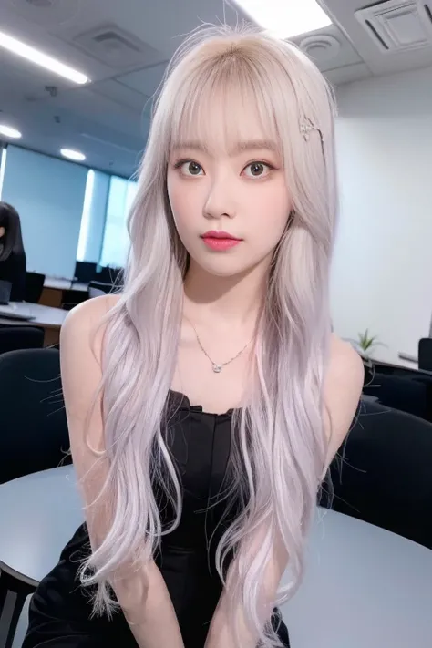 ((full body) ),gradient hair,(([white:red:0.7]hair)),(()),1girl,((office )),((bangs)),((dress )),office lady,,arms behind back,, best quality ,masterpiece, illustration, an extremely delicate and beautiful, extremely detailed ,CG ,unity ,8k wallpaper, Amazing, finely detail, masterpiece,best quality,official art,extremely detailed CG unity 8k wallpaper,absurdres, incredibly absurdres, huge filesize , ultra-detailed, highres, extremely detailed,beautiful detailed girl, extremely detailed eyes and face, beautiful detailed eyes,light on face