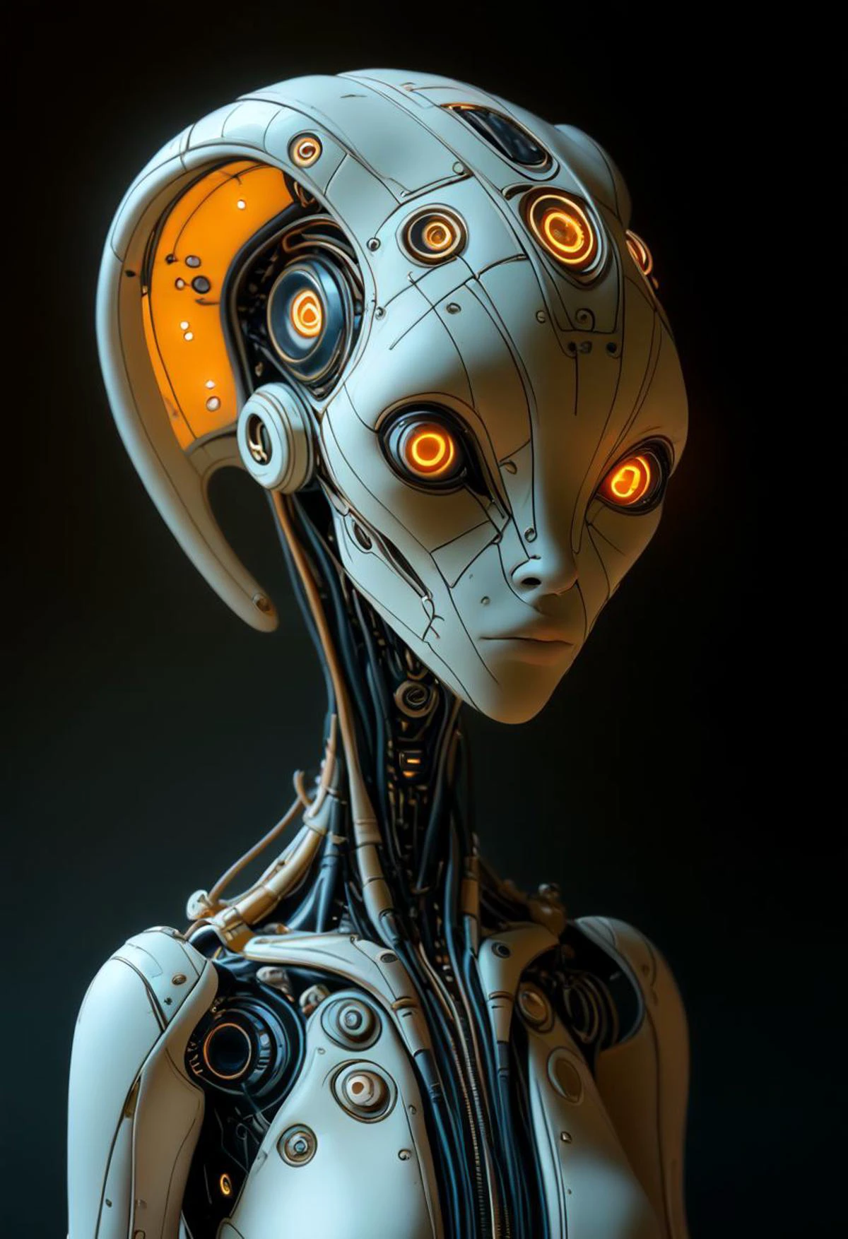 (Cobra face), (flowers instead of eyes), glowing flowers, score_9, score_8_up, score_7_up, ((first person perspective)), landscape photo, tron, heaven, ascendance, god rays, light, gold, sky, advntr, translucent, transparent, reelmech, mechanical parts, cable, wires, machinery, joints, body suit, glowing, glowing eyes, glowing hair, solo, 1girl, cyborg, cyberpunk