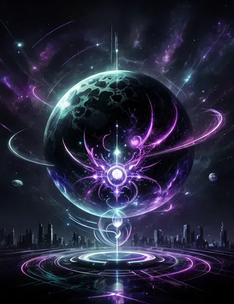 psionicmagic , mana flow, Huge Space Probe, Hatchback Design, Neon Lights, Splash Guards, Light Bars, Marble, Rugged, Glossy Finish, Etched Details,, psychic energy ,<lora:PsionicMagic:0.7>