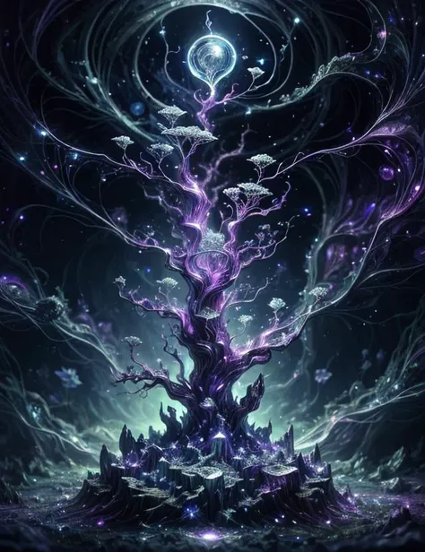 psionicmagic , mana flow, Robust Cobalt Low-growing Bushy plant, Pearly Texture Root-Like Scape, Furrowed, Ovate Variegated leaf, Pinninerved Venation, Tufted, Sinuate Leaf Margin, Sepaloid, Distichous Phyllotaxy, , psychic energy ,<lora:PsionicMagic:0.7>