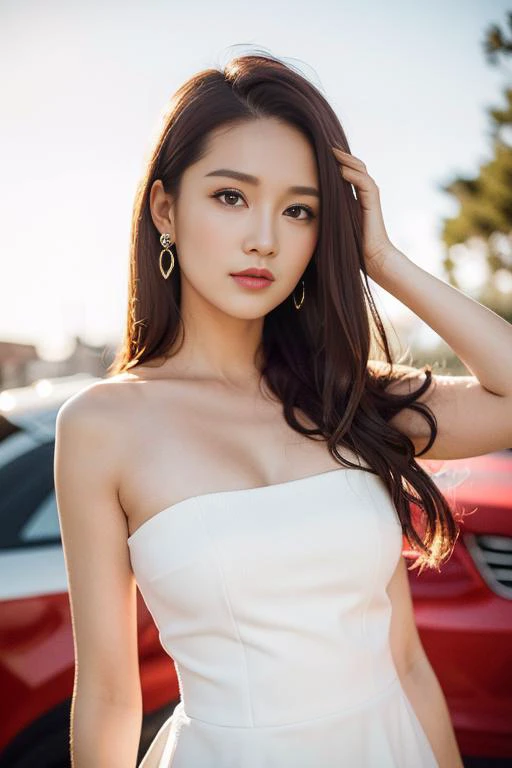 masterpiece, best quality, 1girl, aqua eyes, black hair, closed mouth, multicolored background, looking at viewer, outdoors, solo, upper body, alluring, clean, beautiful face, pure face, pale skin, sexy pose,((luxury dress, breasts slit)), long hair, ((perfect female figure)), mature female, milf, narrow waist, chinese deity, seductive, highly detailed,best quality, masterpiece, highres, original, extremely detailed 8K, wallpaper, masterpiece, best quality, illustration, beautifully detailed eyes, cinematic lighting, earrings, jewelry, <lora:chineseActressLiQin_v20:0.65> <lora:Korean-doll-likeness:0.15>
