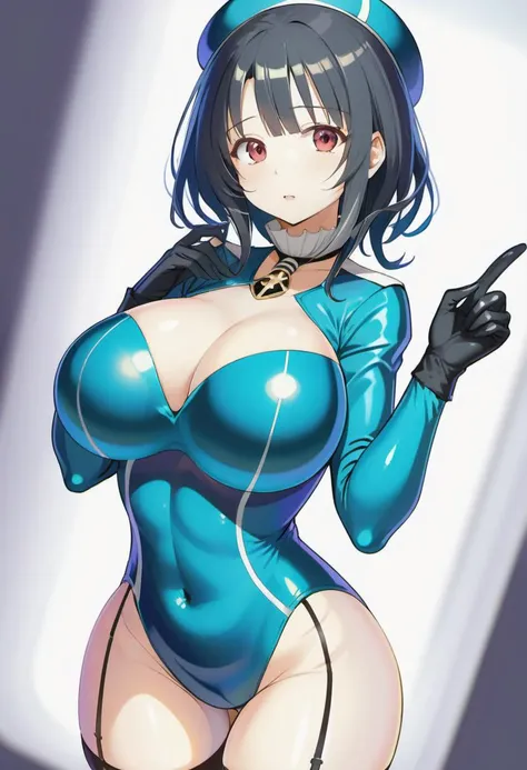 Highest quality, 16K resolution, Browsing Caution, Anime Style,Super detailed, High resolution, A beautiful, tall, mature 25 year old, dark haired white woman, Bobcut, 肌にぴったり合う白いHigh leg leotardを着ている, Large Breasts, Puffy nipples, Spy Woman, Boob Size, Seductive and sexy, A kind and sincere smile, happy face with a Seductive and sexy look, Thick tights, Big cleavage, Alone in an apartment, Show your shoulders and legs, ((Raise your arms)), ((Underarm))、Naked upper body、Bare breasts、Nipples are visible、High leg leotard、A clear crotch bite