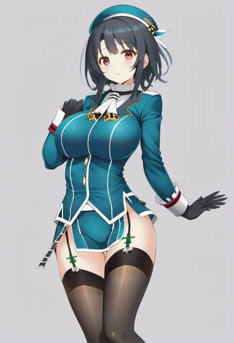 takao (kancolle), beret, garter <lora:takao_xl:0.7>