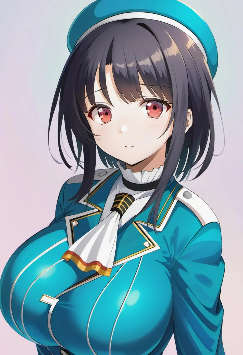 bustshot of takao (kancolle), beret <lora:takao_xl:0.7>