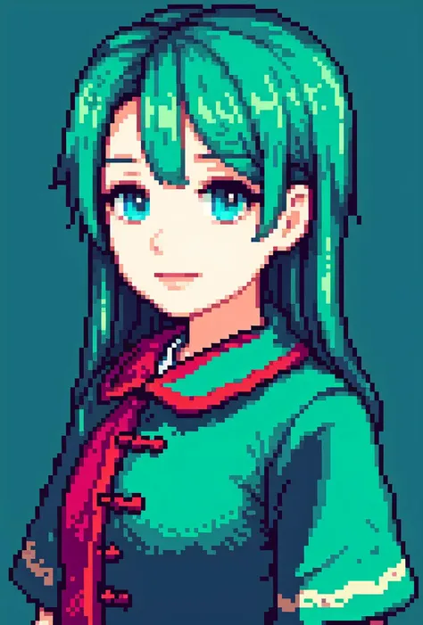 masterpiece, best quality,1girl,chinese clothes,path,pixel_art,aqua theme