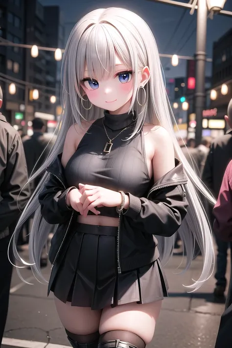 insanely detailed, absurdres, ultra-highres, ultra-detailed, best quality,
1girl, solo, nice hands, perfect hands
BREAK
(Cyberpunk theme:1.2), ((wear an oversized white turtleneck with holographic circuit pattern) paired with (black A-line layered skirt):1.2), (black thigh-high boots:1.2)
BREAK
(silver accessories:1.2), (silver hoop earrings:1.2), (silver ankle bracelet:1.2)
BREAK
happy smile, laugh, open mouth
BREAK
,
standing, cowboy shot, looking at viewer
BREAK
slender, kawaii, perfect symmetrical face, ultra cute girl, ultra cute face, ultra detailed eyes, ultra detailed hair, ultra cute, ultra beautiful
BREAK
shibuya, akihabara, tokyo, street, crowd, cityscape, depth of field, ultra detailed background
BREAK
medium large breasts
BREAK
red hair, green eyes, curly hair,
