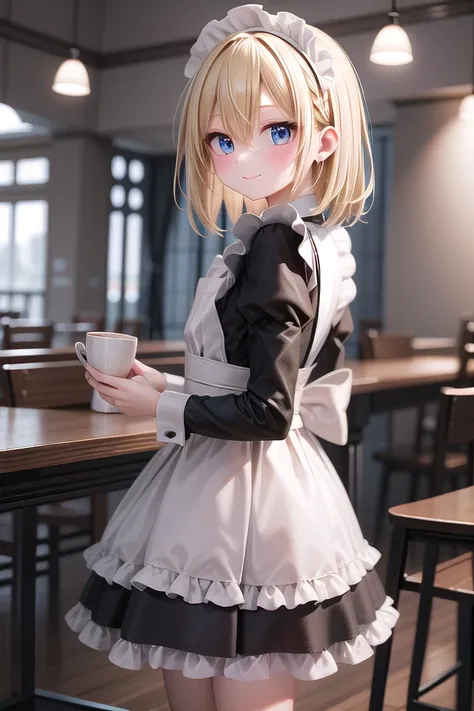 insanely detailed, absurdres, ultra-highres, ultra-detailed, best quality,
1girl, solo, nice hands, perfect hands
BREAK
(cleavage:-1.5),
(German maid:1.2),
apron, blush, bow, bowtie, frilled apron, frills, long sleeves, maid, maid apron, maid headdress, waist apron, white apron,
(maid costume, maid hair dress:1.3), long skirt
BREAK
happy smile, laugh, closed mouth
BREAK
from side,
standing, cowboy shot, looking at viewer
BREAK
slender, kawaii, perfect symmetrical face, ultra cute girl, ultra cute face, ultra detailed eyes, ultra detailed hair, ultra cute, ultra beautiful
BREAK
in coffee shop, indoors, depth of field, ultra detailed background
BREAK
medium breasts
BREAK
blonde hair, blue eyes, medium hair, hair between eyes