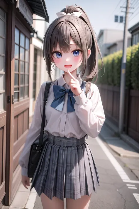 insanely detailed, absurdres, ultra-highres, ultra-detailed, best quality,
1girl, solo, nice hands, perfect hands
BREAK
jirai kei,plaid skirt, shirt, long sleeves, bow, blue skirt, white shoulder frilly shirt, outdoors, blue bow, long hair
, (cleavage:-1.5)
BREAK
happy smile, laugh, open mouth
BREAK
45 angle,
standing, cowboy shot, looking at viewer
BREAK
slender, kawaii, perfect symmetrical face, ultra cute girl, ultra cute face, ultra detailed eyes, ultra detailed hair, ultra cute, ultra beautiful
BREAK
in japanese street, cityscape in japan, depth of field, ultra detailed background
BREAK
large breasts
BREAK
black hair, black eyes, ponytail,