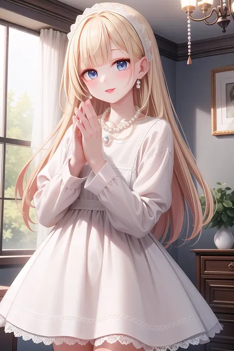 insanely detailed, absurdres, ultra-highres, ultra-detailed, best quality,
1girl, solo, nice hands, perfect hands,
BREAK
(dress, eyelashes, jewelry, lace trimmed dress, lace trim, lips, necklace, pearl necklace, red lips, white dress:1.3)
BREAK
happy smile, laugh, closed mouth, standing,
,
cute pose, cowboy shot, looking at viewer
BREAK
slender, kawaii, perfect symmetrical face, ultra cute girl, ultra cute face, ultra detailed eyes, ultra detailed hair, ultra cute, ultra beautiful,
BREAK
in hotel room
BREAK
large breasts, blonde long hair, bangs, (cleavage:-1.5)