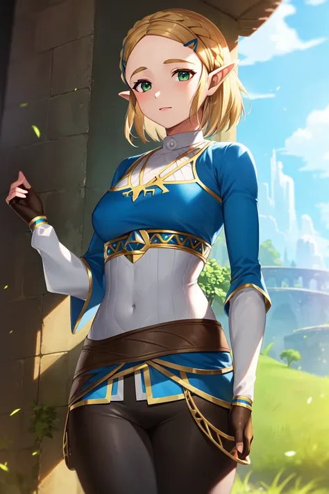 masterpiece, best_quality, 1girl, solo, princess zelda, nintendo, the legend of zelda, botw, totk, short hair,