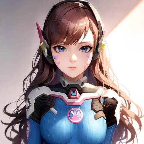 masterpiece,best quality,extremely clear 8k wallpaper,sidelighting, 1girl,absurdres,d.va \(overwatch\),solo,looking at viewer,blue bodysuit,whisker markings, <lora:D.Va:1>