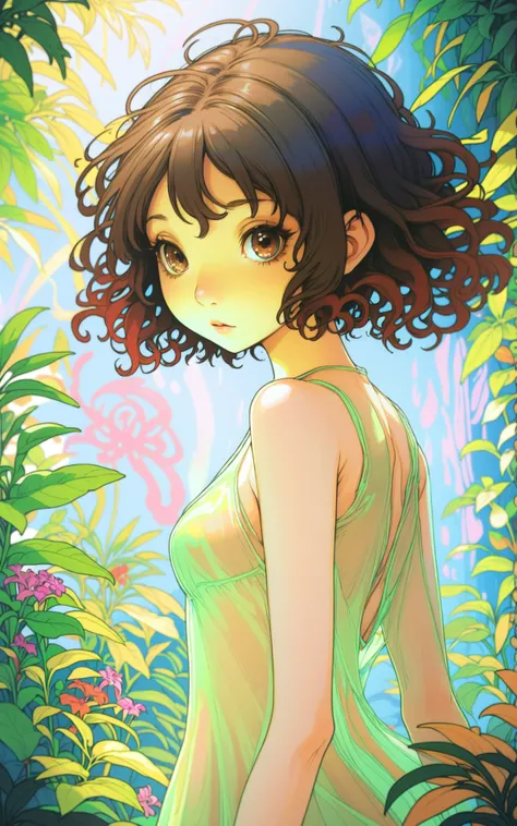 1girl, woman, iridescent brown Sweet William creature, see-through gossamer, <lora:EnvySendNoodzXL01:-0.5><lora:EnvyStylizedXL01:1>