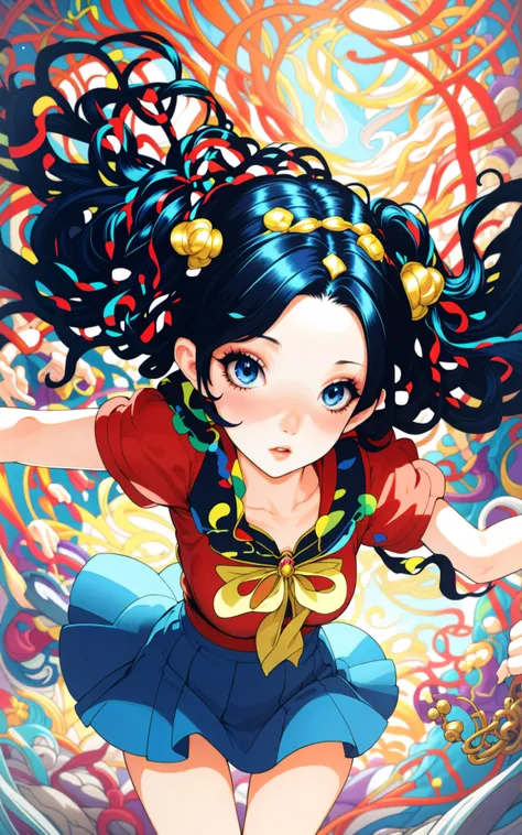 1girl, woman, summoner, casting spell, bombshell hair, shiny black hair, Twisted Crown Braid,short bombshell hair, hourglass figure, caucasian<lora:EnvySendNoodzXL01:-1><lora:EnvyStylizedXL01:1>
