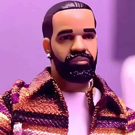 drkrp in the action figure artstyle of rbtchkn, <lora:drake_drkrpXL:0.5>small box braids , drkrp, 2024 drake, drake, drake rapper, male focus, light skinned black man, facial hair, beard, mustache drkrp man <lora:rbtchknxl (2):0.6> , rbtchkn, robot chicken tv show, stop motion, 1boy,, close up