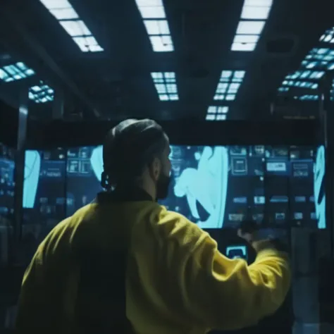 drkrp <lora:drake_drkrpXL:1> drkrp, 2024 drake, clear footage, dslr
realistic, . cinematic still, style of Alessio Albi drkrp man35mm photograph. emotional, harmonious, vignette, highly detailed, high budget, bokeh, cinemascope, moody, epic, gorgeous, film grain, grainy body position: facing camera head position: looking at camera arm position: out of view , location: mall, with dazzling lights and fractals backgrounddrkrp man, iN A psychedelic mall drkrp , seduce, t, future technology , hd, nice hands, hands glowing in the dark, mystical glow drkrp man, realistic,, WEARING a yellow sweater,