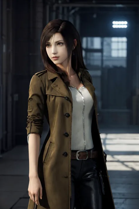 Best quality,masterpiece,ultra high res,1girl,(coat:1.2),tifa_ac8,(cowboy shot:1.2),sad
