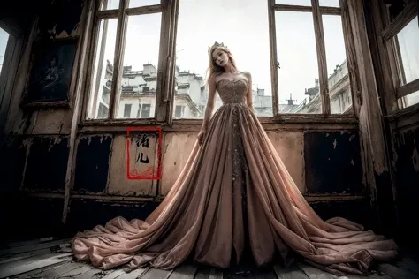 ultra high resolution, ((masterpiece))), (((best quality))), ((super detailed)),  ((extremely delicate and beautiful)),cinematic light, detailed environment(real),
(realistic, photo-realistic:1.37), extremely detailed, photography, 8k, Amazing, finely detailed, best quality, ultra high res,
1girl, (full body:1.1), (blonde hair:1.1)strapless dress,  gown, blurry background, realistic, tiara, earrings,
((((dramatic))), (((gritty))), (((intense))) film poster featuring a young woman as the central characterA shot with tensionVisual impact,giving the poster a dynamic and visually striking appearance,
The scene is framed by the iconic Eiffel Tower in the background, which stands tall and proud, its iron beams reaching up to the skyThe lighting is soft and warm,  while the tower is softly illuminated in the background
<lora:~Q?-[y<g
 xuer extravagant gown:0.8>