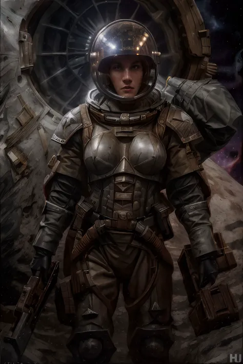 1girl, (photographic:1.3), (RAW photo:1.3), (ultra wide lens:1.3), (far shot:1.3), (selfie shot:1.3), ((missyP1)), (an astronaut taking selfie floating on space:1.4), soldier, spacesuit, rifle, fighting, war, battle, (helmet on:1.3), (infinite space behind her:1.3), (no gravity:1.1), soft lighting, film grain, Fujifilm XT3, dslr, masterpiece, best quality, realistic, high-quality, realistic works, ultra-high details, 8k uhd, real skin materials, <lora:add_detail:1>, <lora:LowRA:0.5>, astra militarum, imperial guard, wh40k, <lyco:whsororitas_v4:.3>, <lyco:ww1ger_v0.1:.7>, black spacesuit, armor, detailed eyes, sharp focus, <lyco:Saint Celestine MK1 by CARAXES:.5>