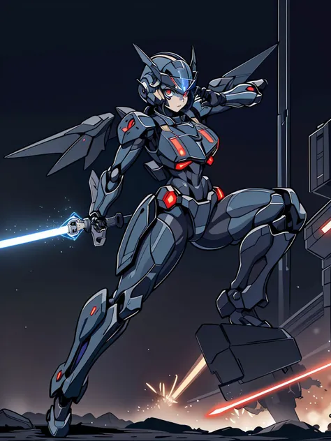 1girl,<lora:AC6:0.5>,ac6,solo,android,mecha,mecha musume,one eye,glowing eye,mechanical arms,black gloves,huge airplane wings,glowing sword,(((energy sword))),holding,holding weapon,holding sword,looking at viewer,military,science fiction,solo,weapon,fighting stance,dynamic pose,backpack,helmet bulletproof vest,glowing eye,full armor,<lora:flat2:-0.5>,