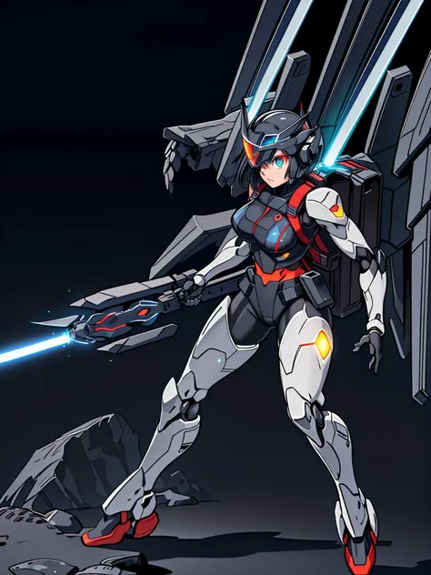 1girl,<lora:AC6:0.5>,ac6,solo,android,mecha,mecha musume,one eye,glowing eye,mechanical arms,black gloves,huge airplane wings,glowing sword,(((energy sword))),holding,holding weapon,holding sword,looking at viewer,military,science fiction,solo,weapon,fighting stance,dynamic pose,backpack,helmet bulletproof vest,glowing eye,full armor,<lora:flat2:-0.5>,