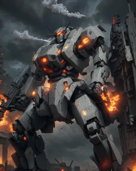 best quality,masterpiece,highly detailed,ultra-detailed,
ac6, solo, android,robot,mecha,
one eye,glowing eye, mechanical arms, black gloves, sunglasses, huge airplane wings,glowing sword,
holding gun, looking ahead, mecha, military, no humans, non-humanoid robot, robot, science fiction, solo, weapon ,assault rifle, fighting stance, dynamic pose, backpack,helmet
bulletproof vest, glowing eye, full armor,
dark sky, cloudy sky, smoke,
blurry background, <lora:AC6:0.3>